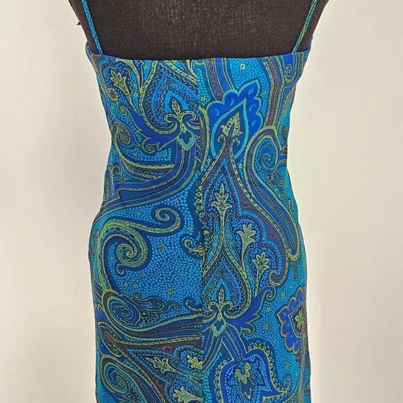 Women's Green/Blue Paisley Print Summer Dress By City Triangles, Size 7 - Picture 7 of 15